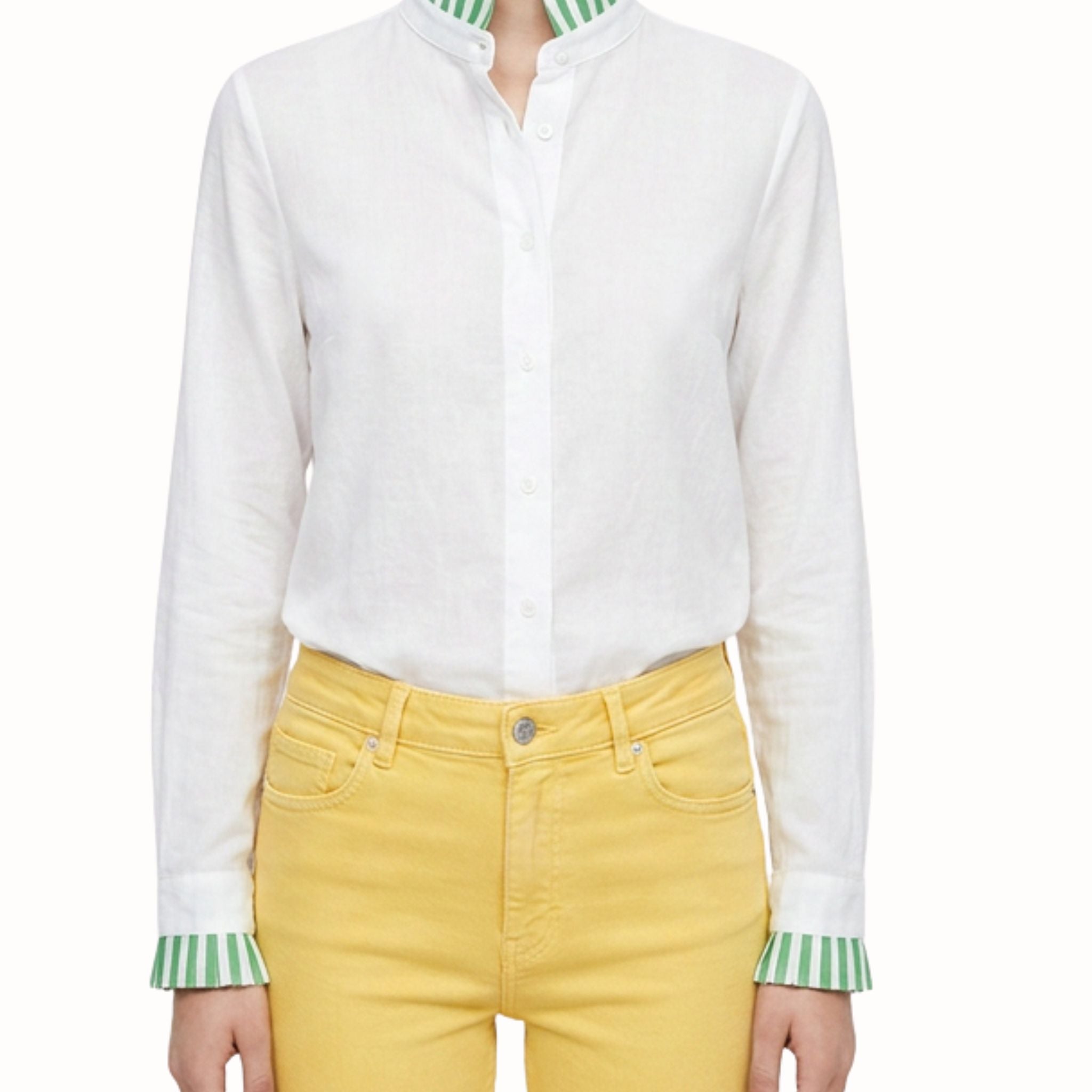 Camisa Blanca con Rayas Verdes