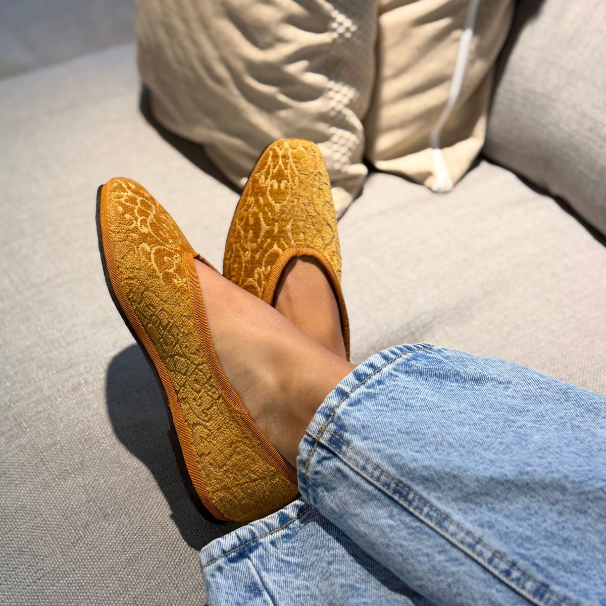 Flats Brocado Ocre – Carlotta