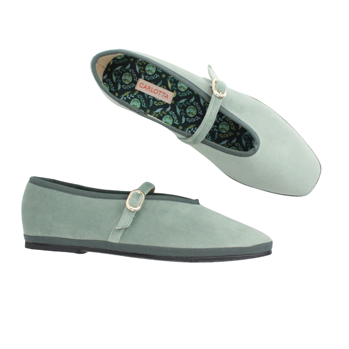 Flats Verde en terciopelo Dusty Green – Carlotta