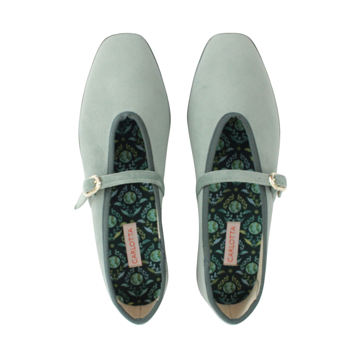 Flats Verde en terciopelo Dusty Green – Carlotta