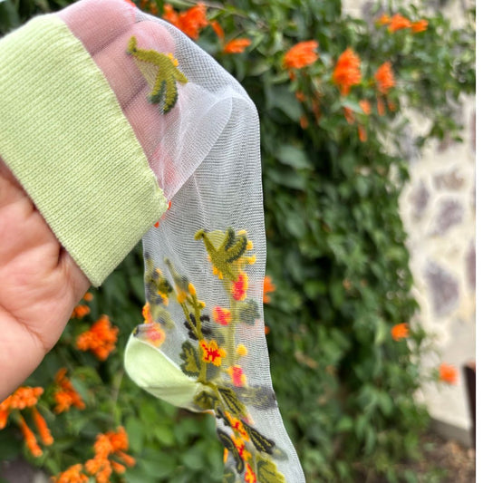 Calcetin Media Flores