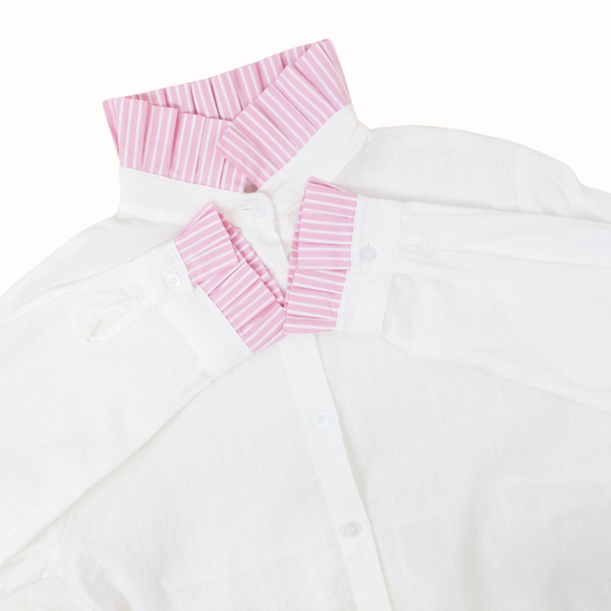 Camisa Blanca con Rayas Rosa
