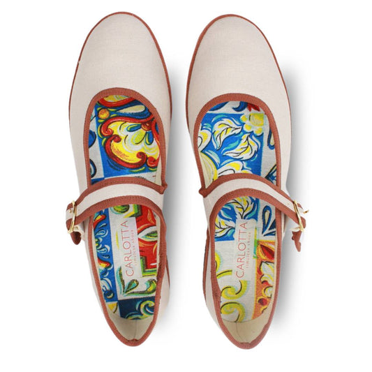 Mary Jane Lino Natural con Maple