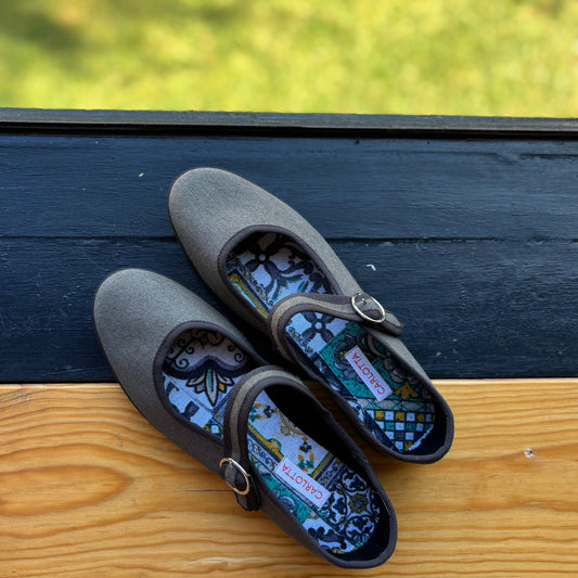 Mary Jane Jeans Gris