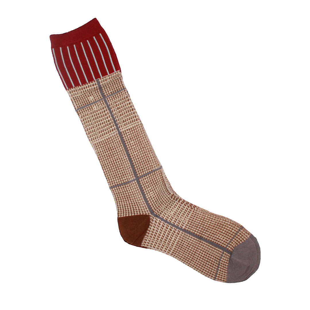 Calcetines Altos Beige Vino