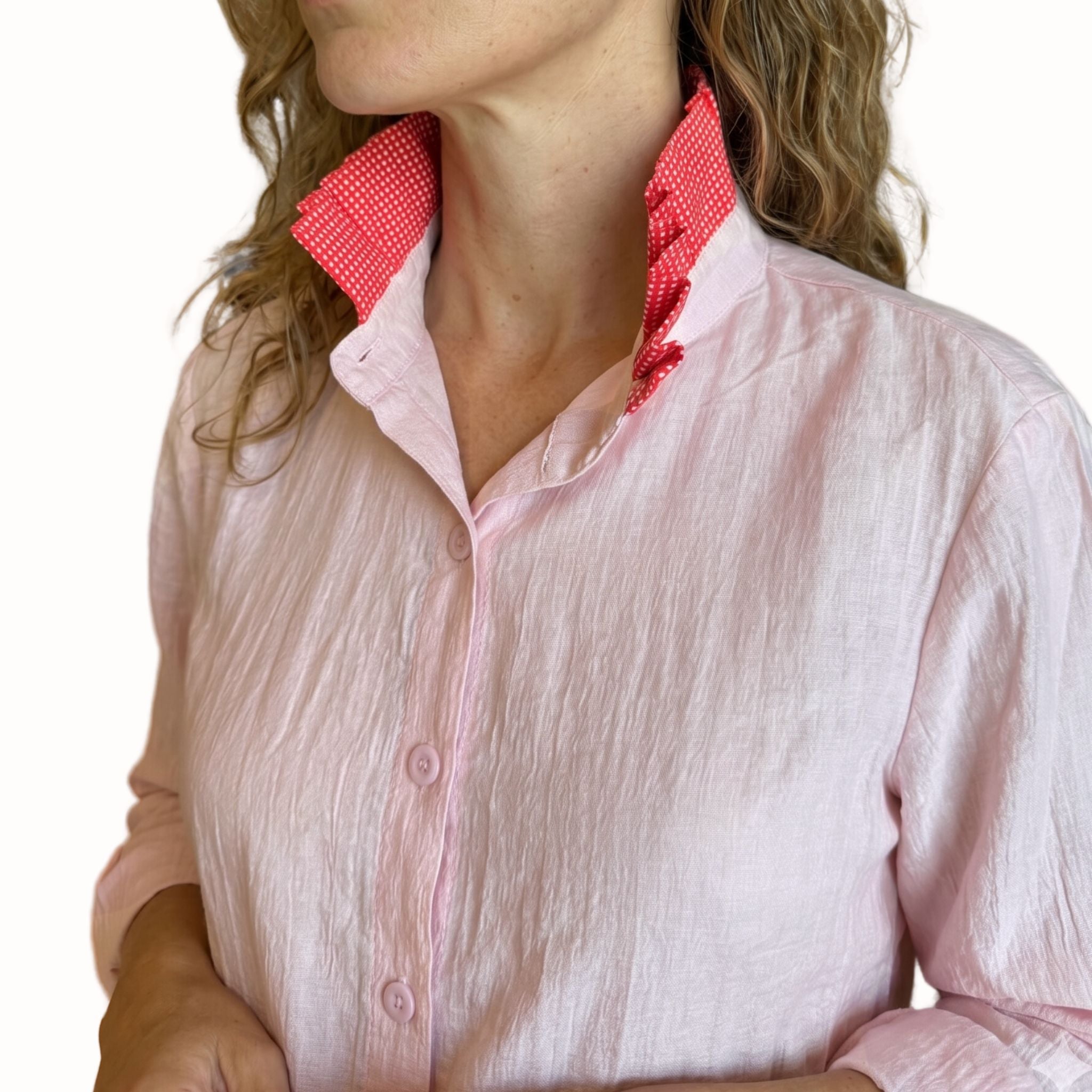 Camisa Rosa con Rojo