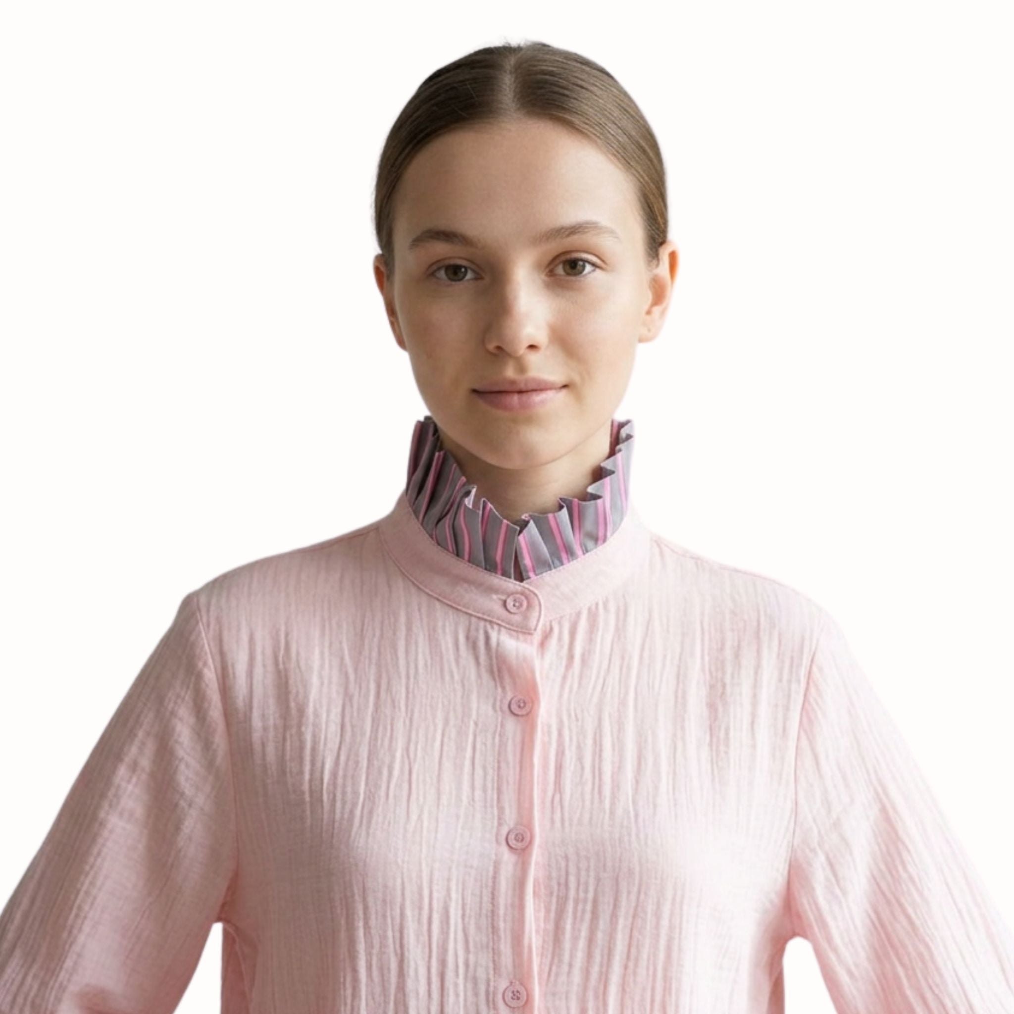 Camisa Rosa con Rayas Gris/Rosa