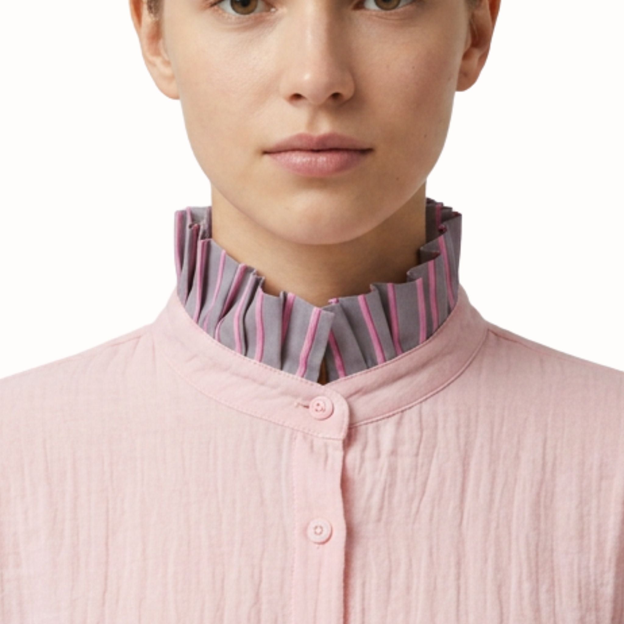 Camisa Rosa con Rayas Gris/Rosa
