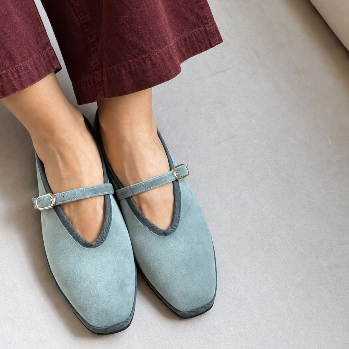Flats Verde en terciopelo Dusty Green – Carlotta