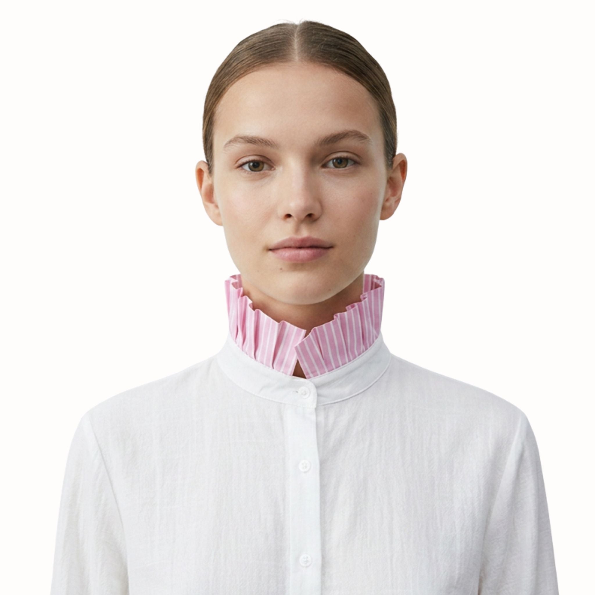 Camisa Blanca con Rayas Rosa