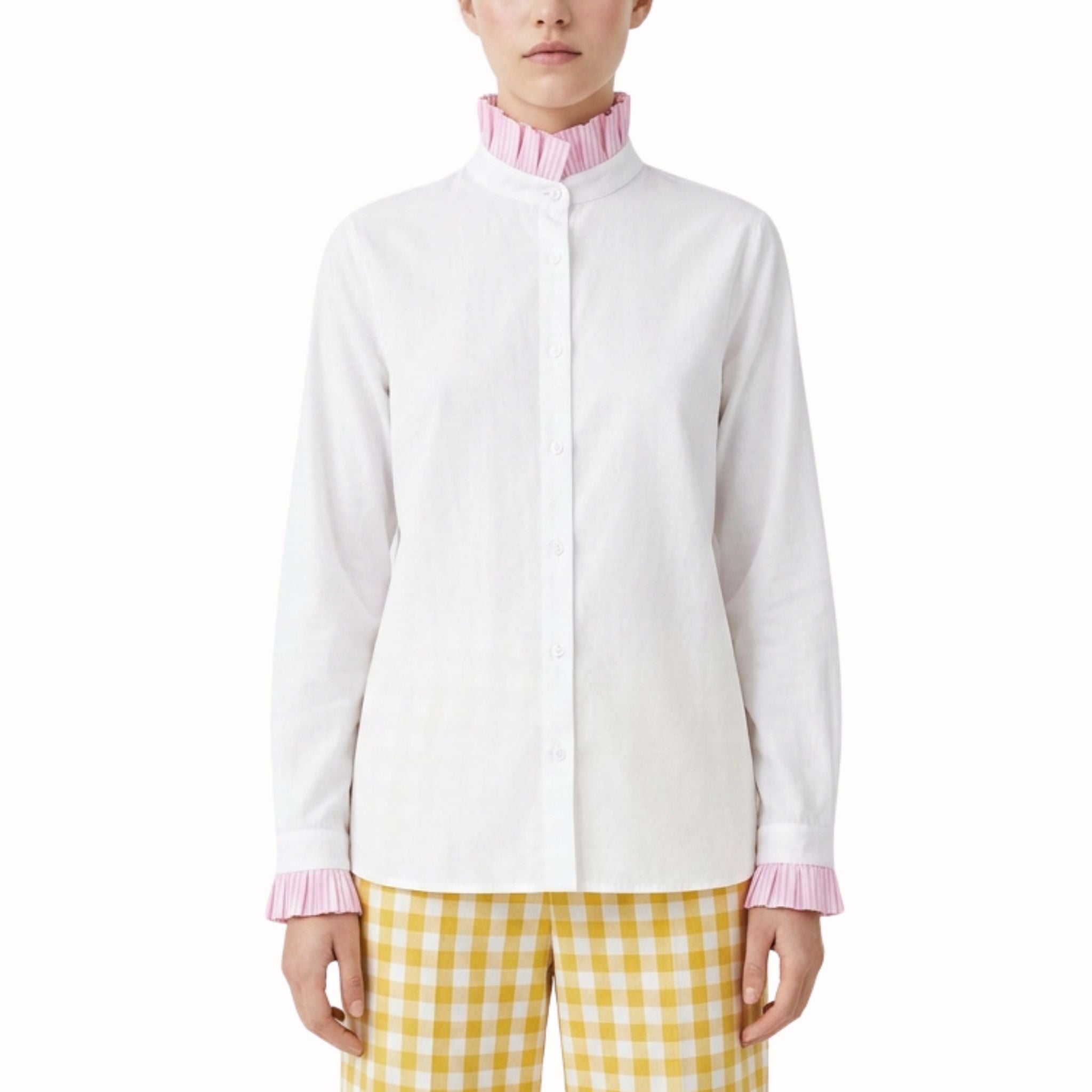 Camisa Blanca con Rayas Rosa