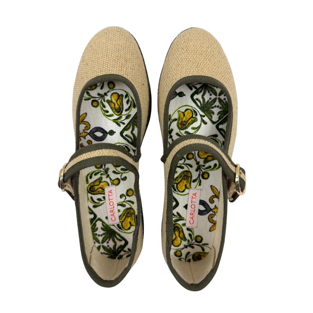 Mary Jane Canvas Beige