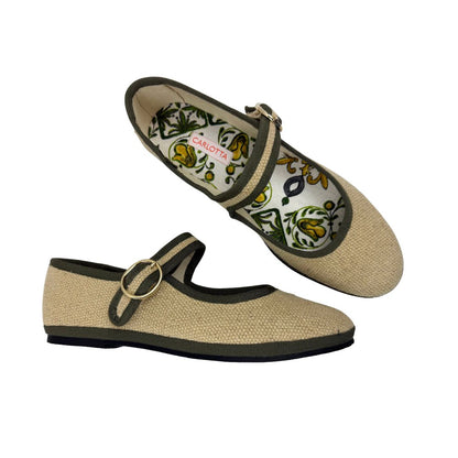 Mary Jane Canvas Beige