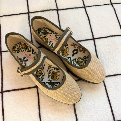 Mary Jane Canvas Beige