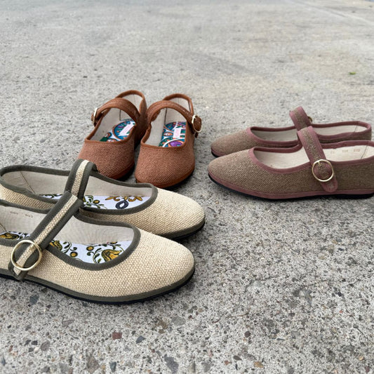 Mary Jane Canvas Beige