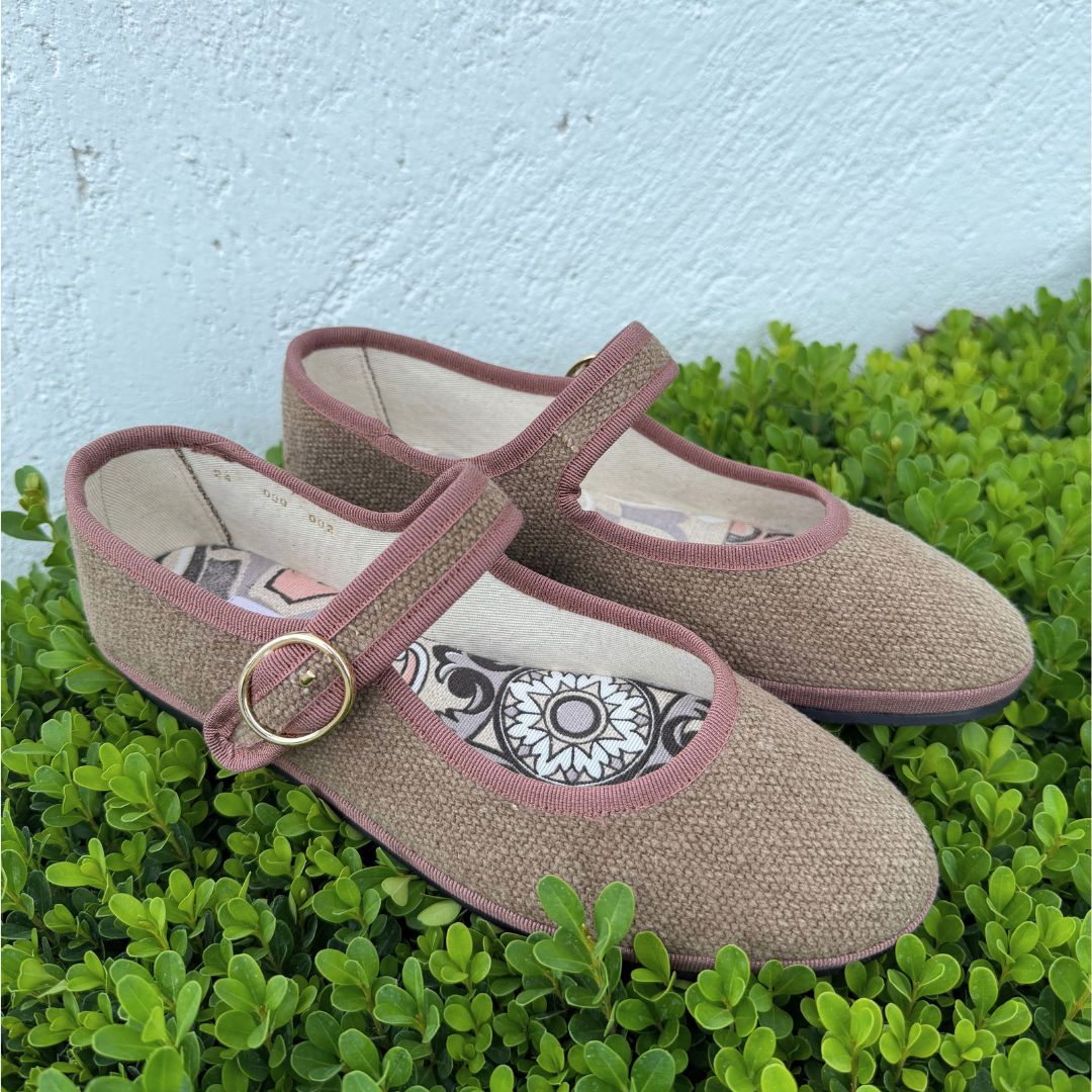 Mary Jane Canvas Taupe