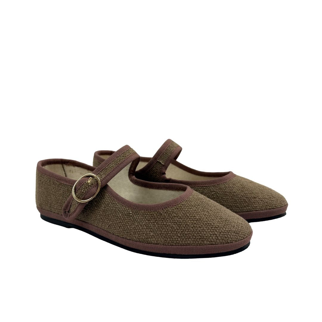Mary Jane Canvas Taupe