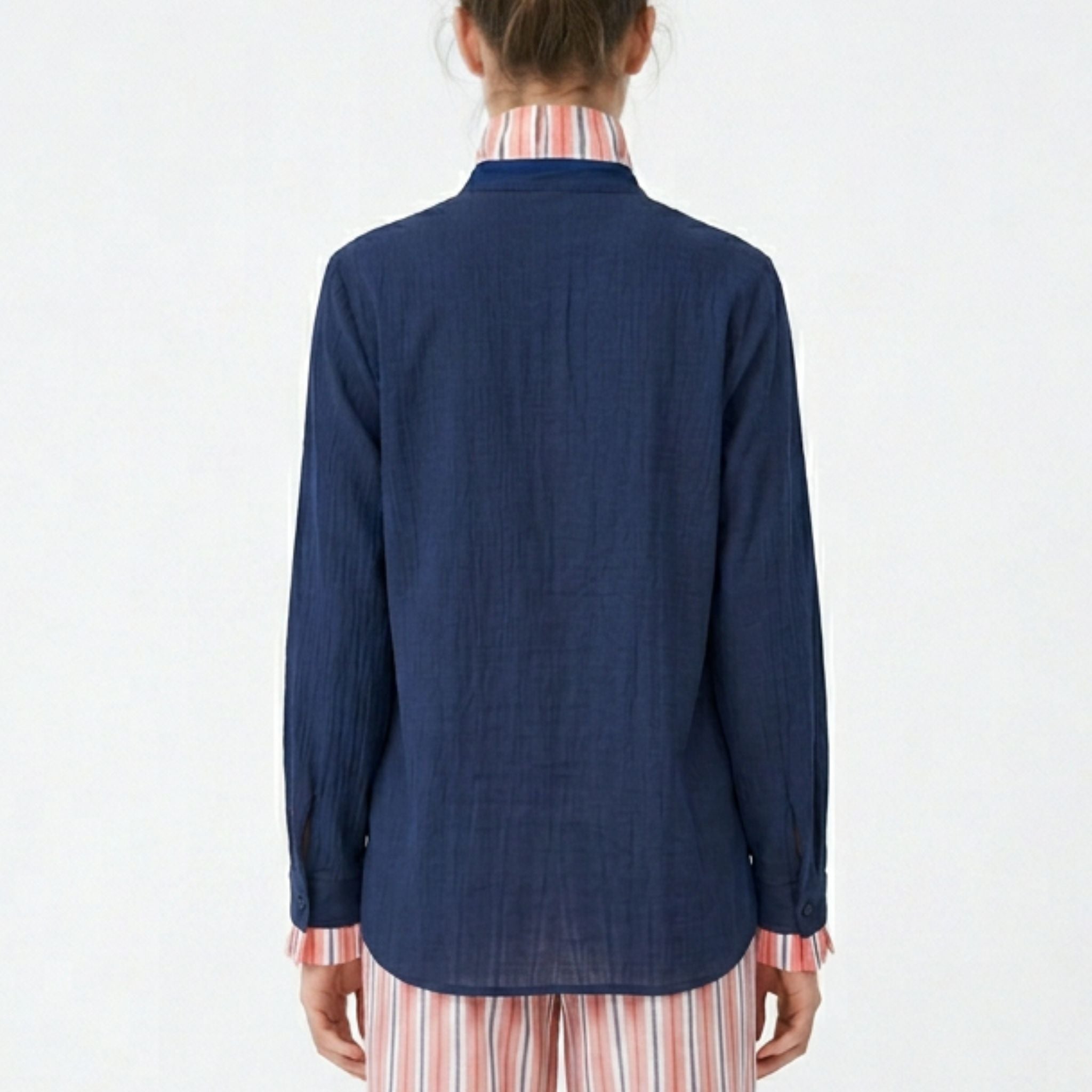 Camisa Marino con Naranja