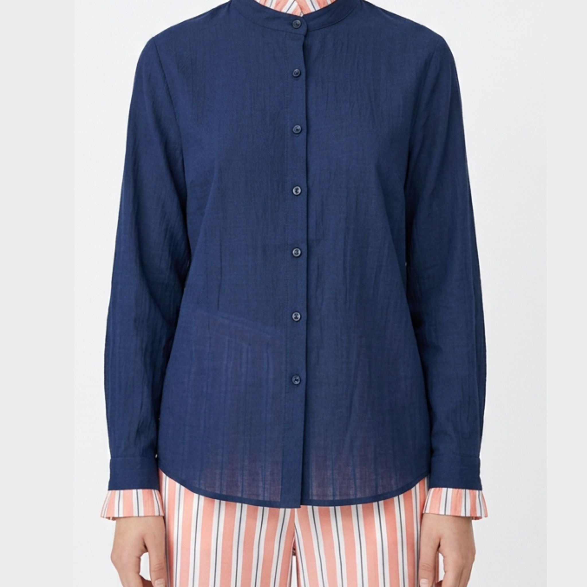 Camisa Marino con Naranja