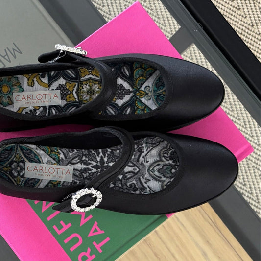 Mary Jane Raso Negro con Strass