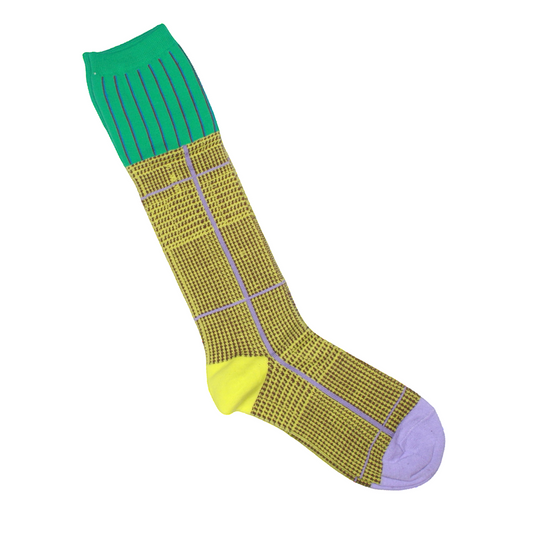 Calcetines Altos Geometricos Amarillo